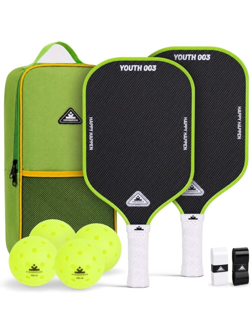 Set of 2 Carbon Fiber Pickleball Paddles with Balls, Bag & Grip Tape - Spin